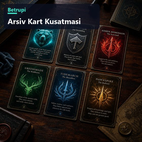 Kart Kuşatması oyununda fraksiyon kartlarının dizildiği masa
