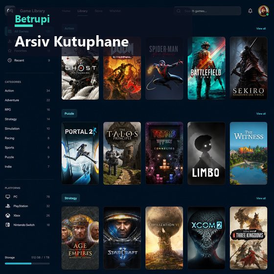 Kütüphane ekranında oyun kartlarının kategorilere göre listelendiği görünüm