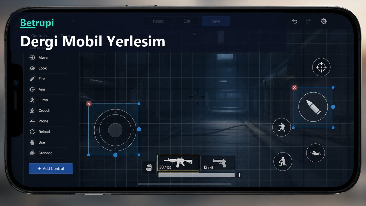 Mobil ekranda düğme yerleşiminin ve sanal joystick konumunun düzenlendiği ayar ekranı
