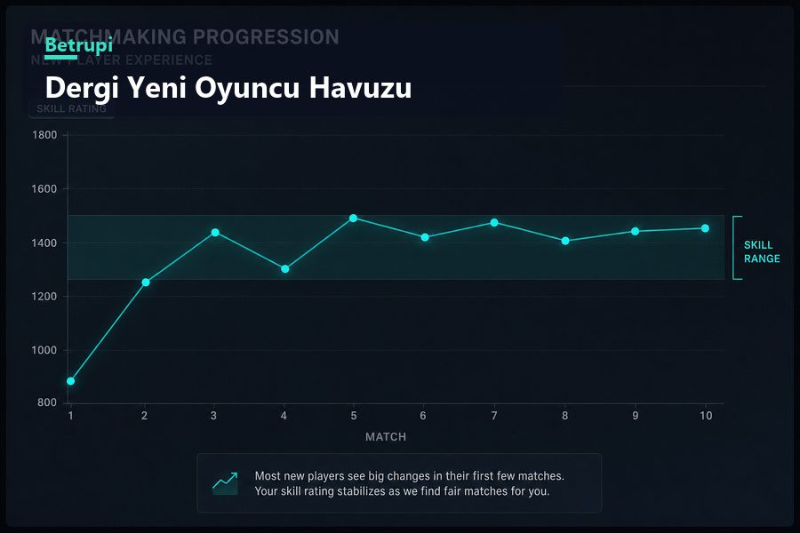 Yeni oyuncu havuzu yazısı Yeni oyuncu havuzunda ilk on maçın eşleştirme grafiğini gösteren görsel