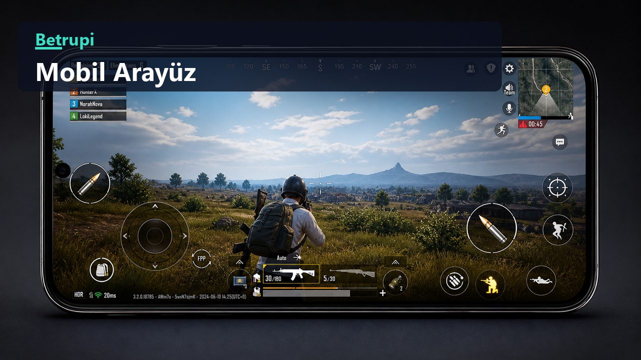 Mobil ekranda yeniden düzenlenen oyun arayüzü ve dokunmatik kontrol yerleşimi