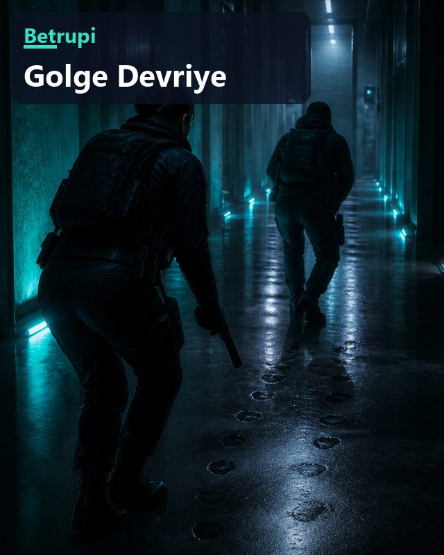 Gölge Devriye oyununda sessiz ilerleyen iki oyuncunun iz bıraktığı karanlık koridor