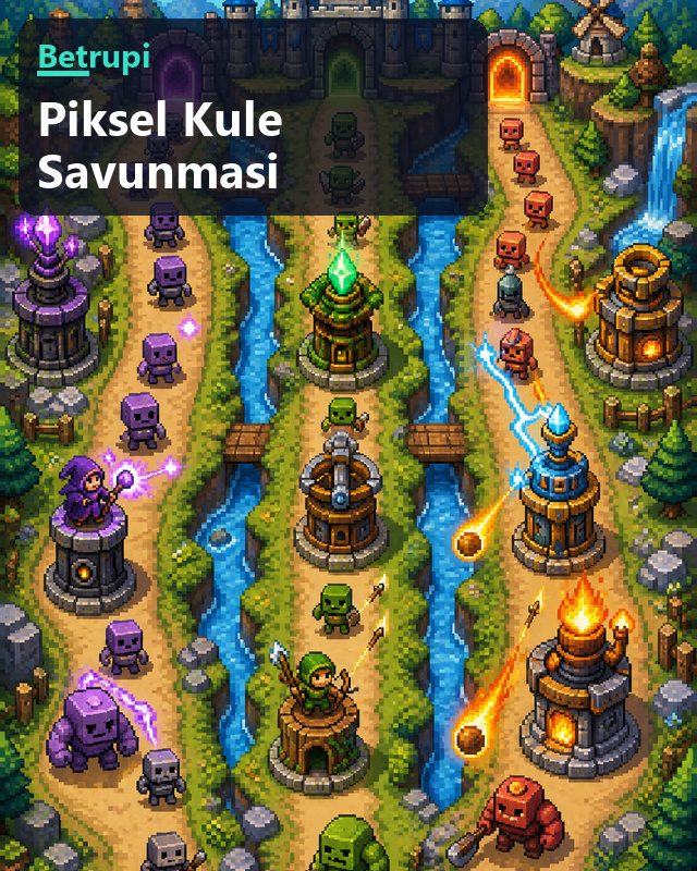 Piksel Kule Savunması oyununda üç koridorun ayrı ayrı savunulduğu harita